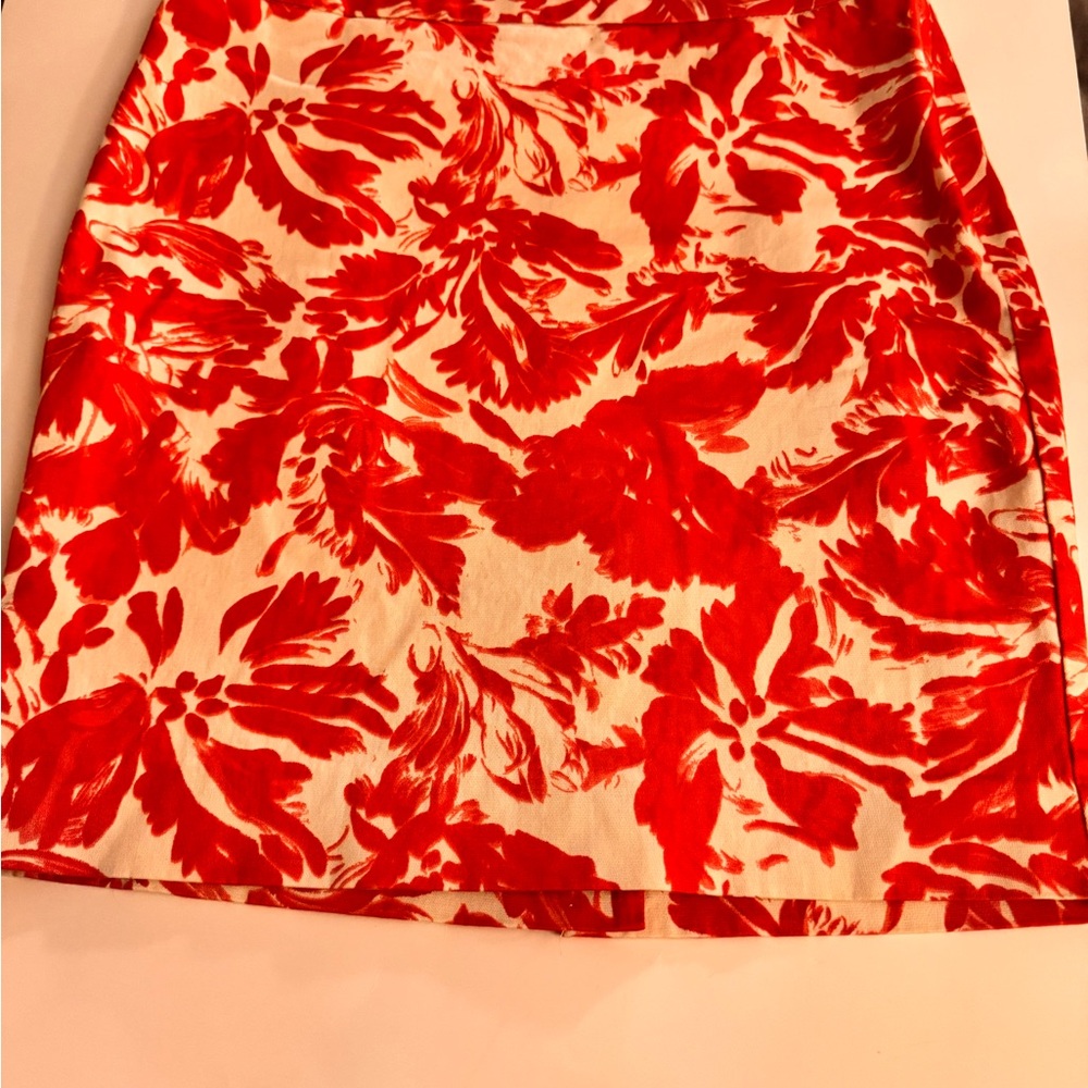 Floral Red and White Skirt